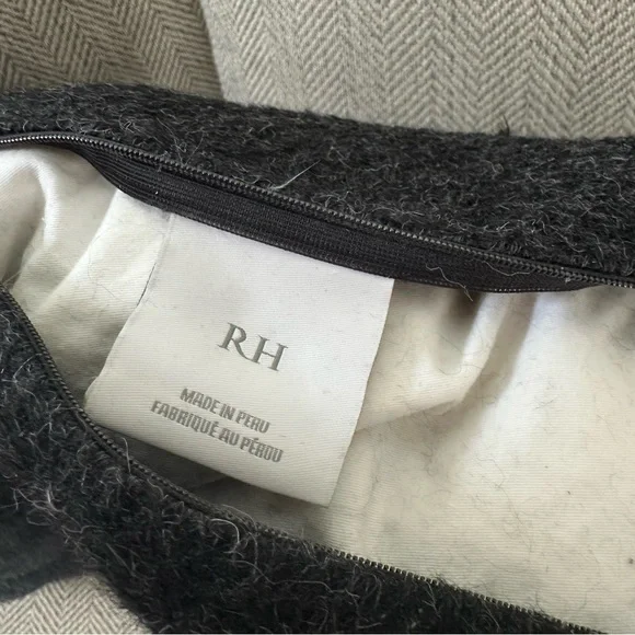 Restoration Hardware wool pillow covers (set of 2) square dark grey/black - Picture 2 of 3